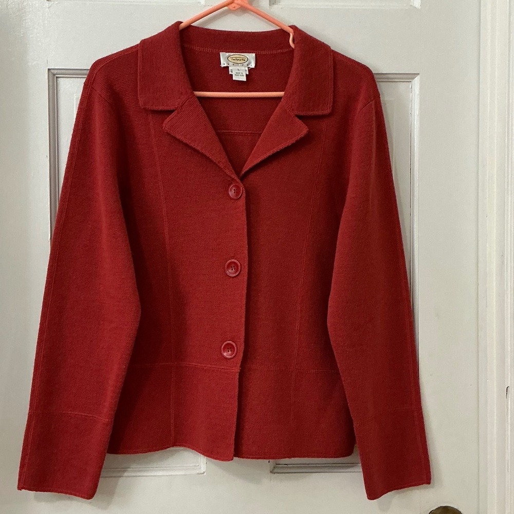 Talbots Rust Red Cardigan Sweater PL 100% Merino Wool Boho Dark Academia Fall